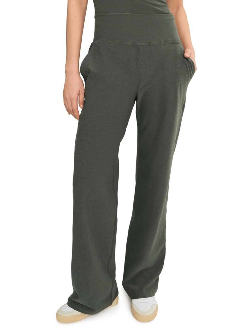 BEYOND YOGA Spacedye ‘Laid Back’ Wide Leg Pant 29" in Dusty Forest Heather